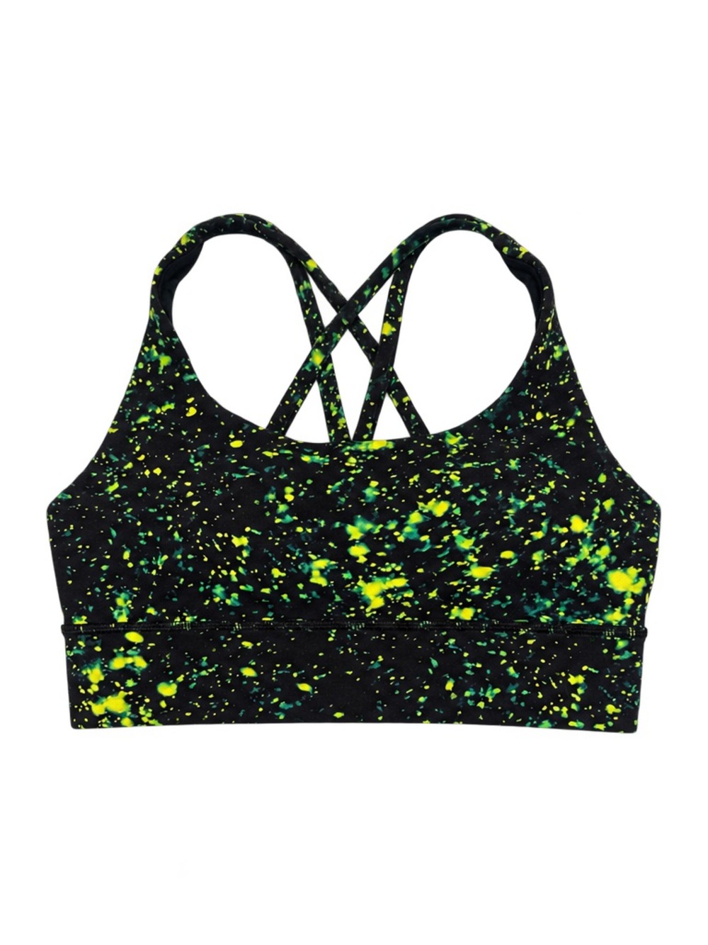 Lululemon Green Black Print Strappy Sports Bra Size Small